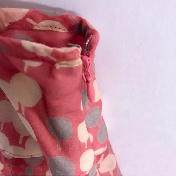 Fossil Silk Cotton Pleated Polka Dot Print A-Line Skirt Pink-Coral Size 4 - Picture 4 of 8